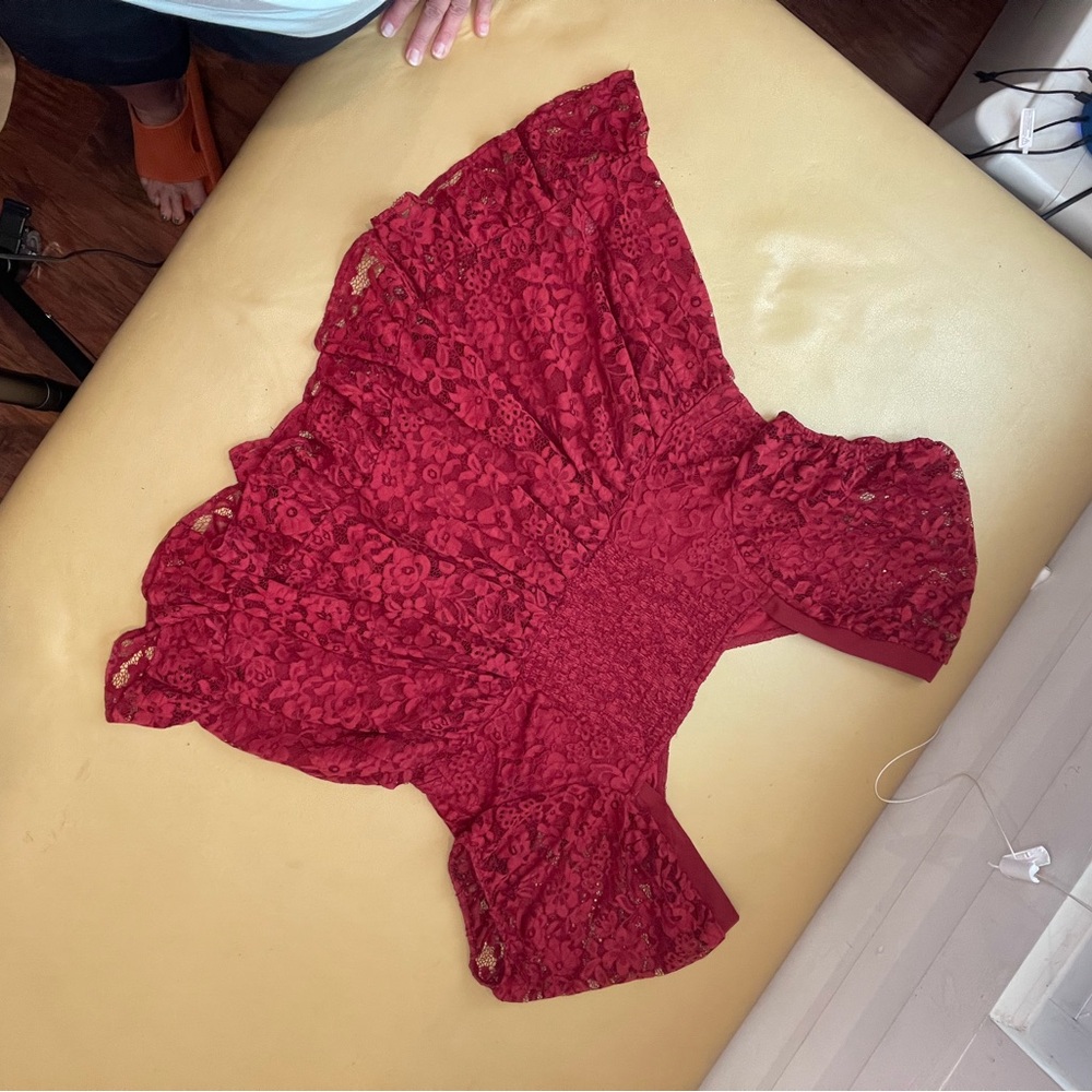 Torrid Red Ruffled Peplum Blouse